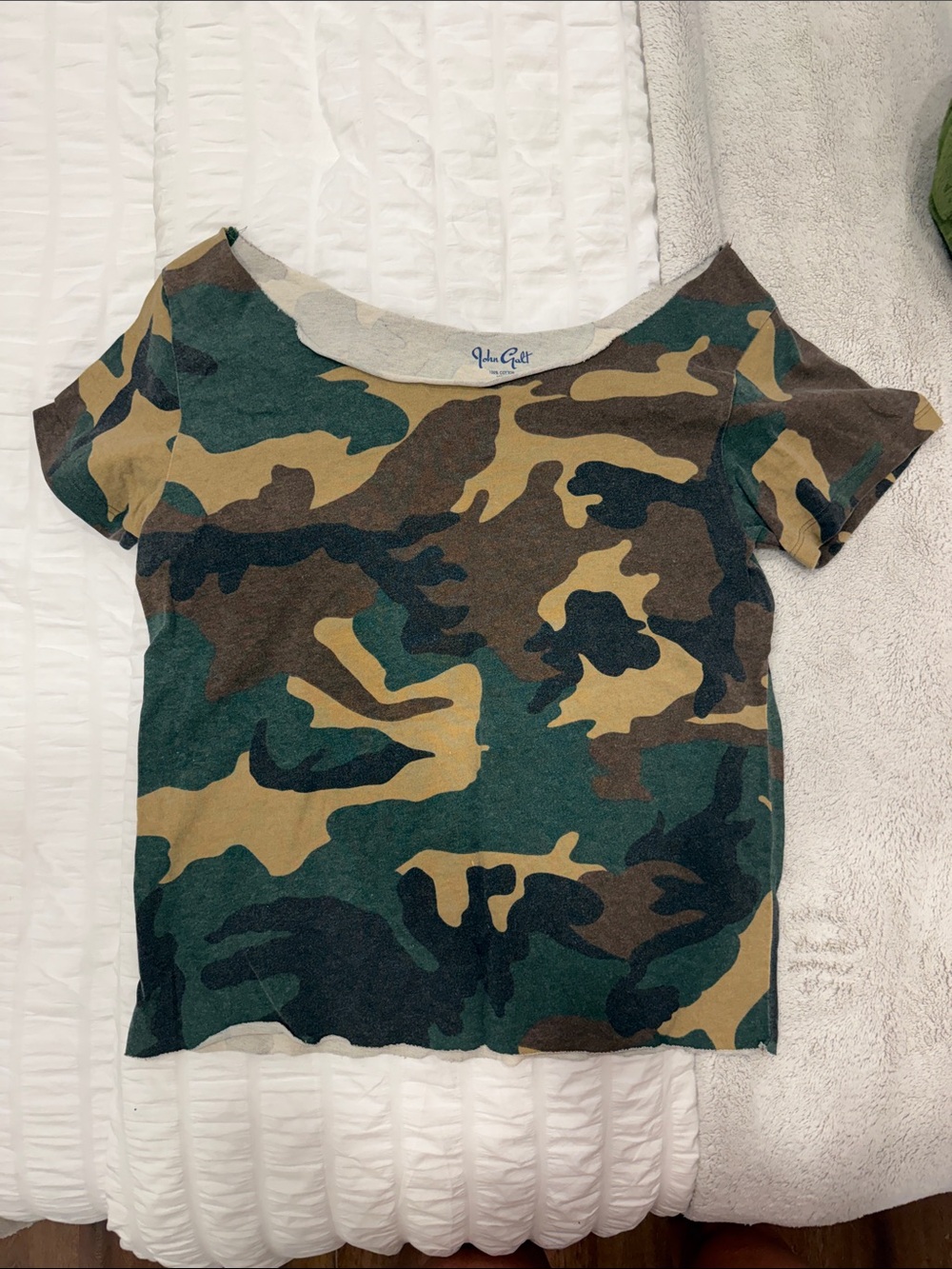 Green Camo Off the shoulder Top
